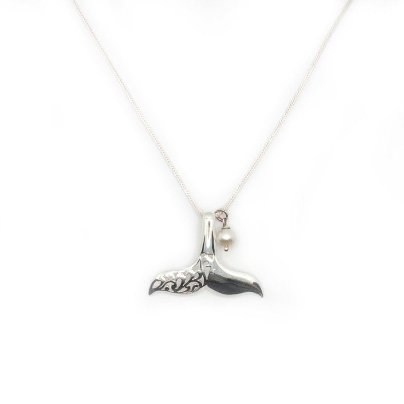 Thumbnail of Whale Tail Silver & Pearl Necklace image