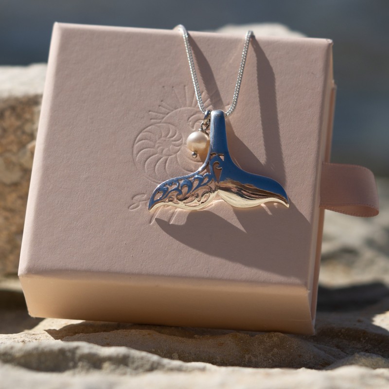 Thumbnail of Whale Tail Silver & Pearl Necklace image