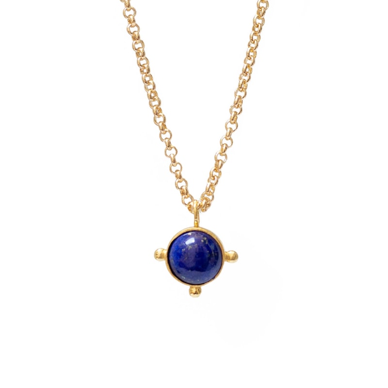 Thumbnail of Wheel Of Fortune Lapis Lazuli Pendant On Baby Belcher Chain image