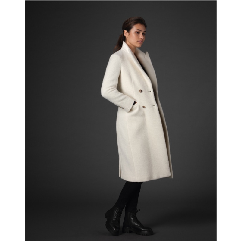 Thumbnail of White Alpaca Double Breasted Coat image