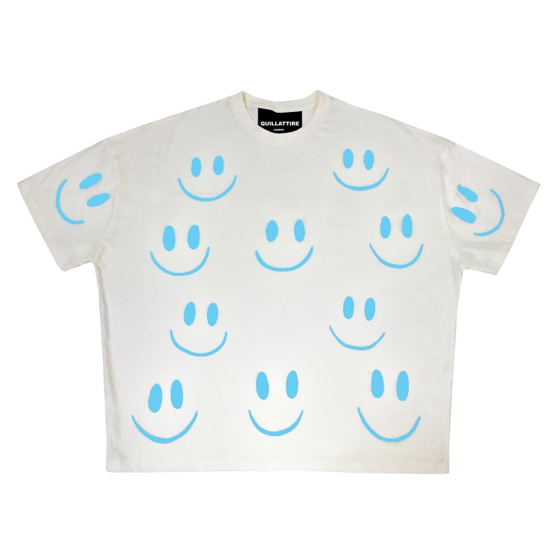 Thumbnail of White Blue Smiley Face Tee image