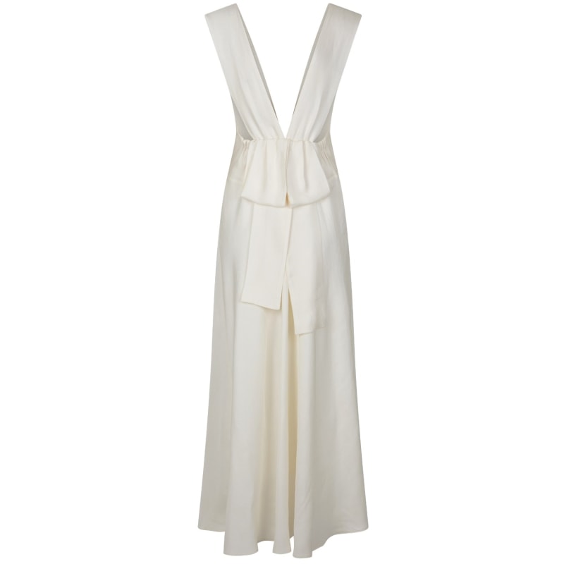 Thumbnail of White Bow Back Linen Maxi Dress image