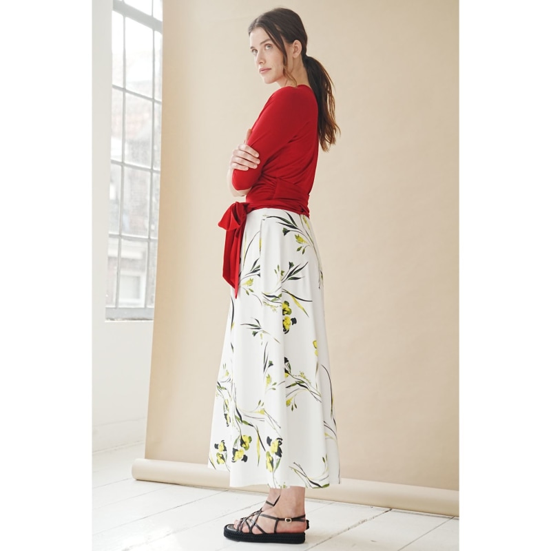 Thumbnail of White Canola Blossom Print Maxi Skirt image