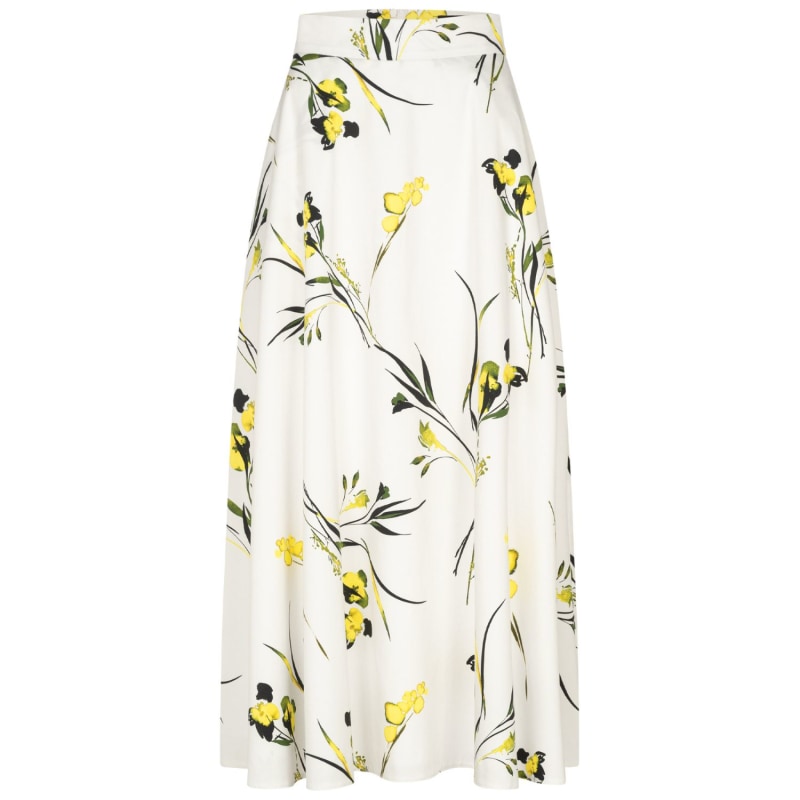 Thumbnail of White Canola Blossom Print Maxi Skirt image