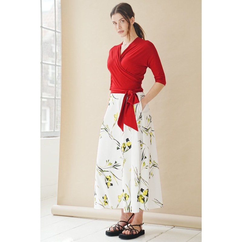 Thumbnail of White Canola Blossom Print Maxi Skirt image