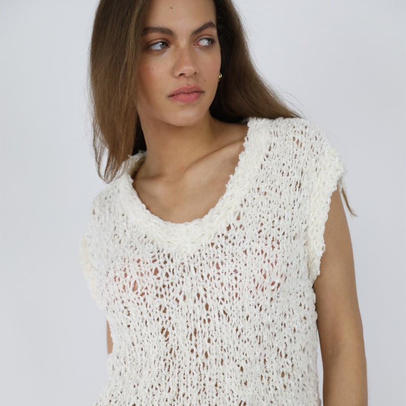 Thumbnail of White Cotton Chenille Knit Top image