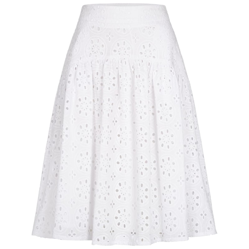 White eyelet 2025 midi skirt