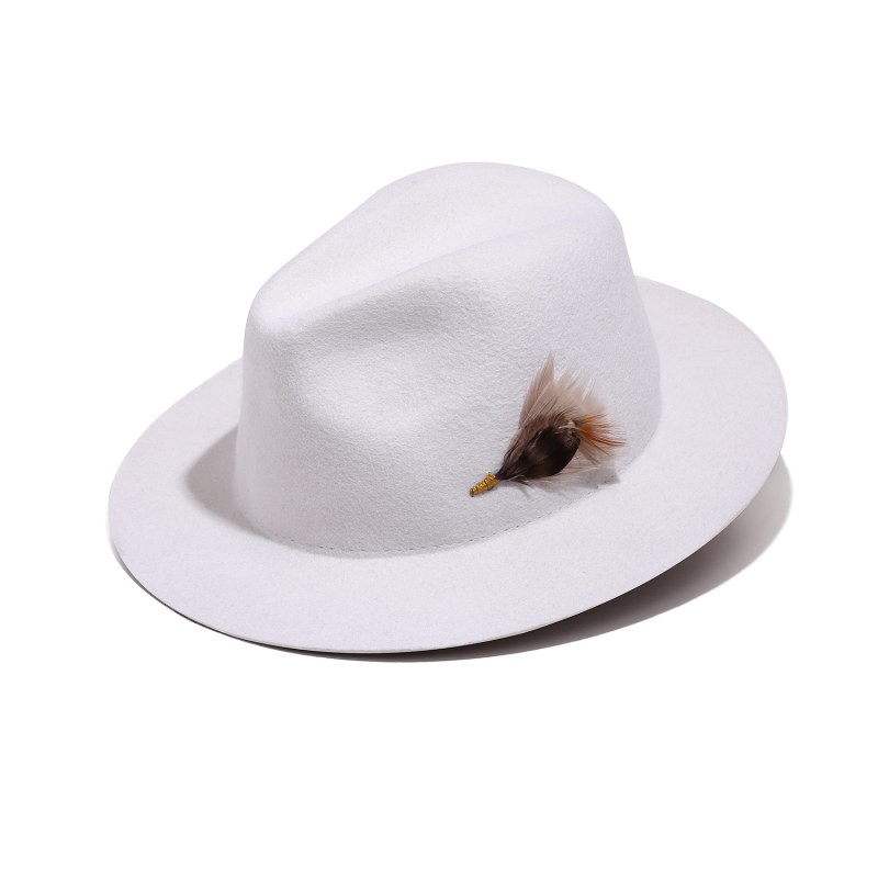 White Fedora Hat With A Feather, Justine Hats