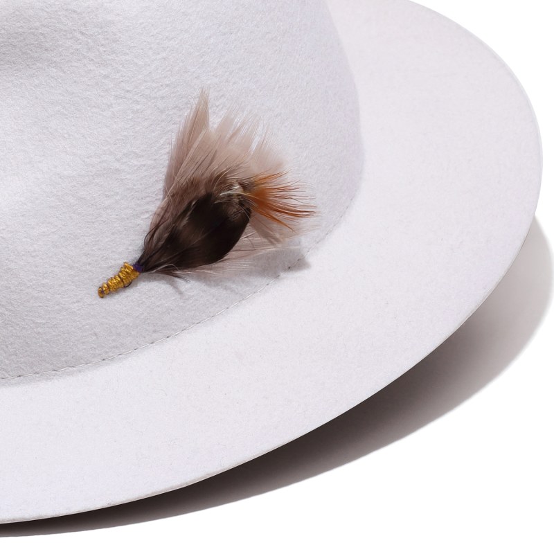 White Fedora Hat With A Feather, Justine Hats