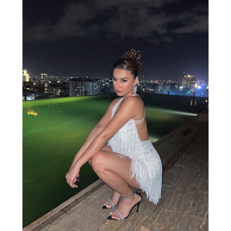 Thumbnail of White Fringe Backless Mini Dress image