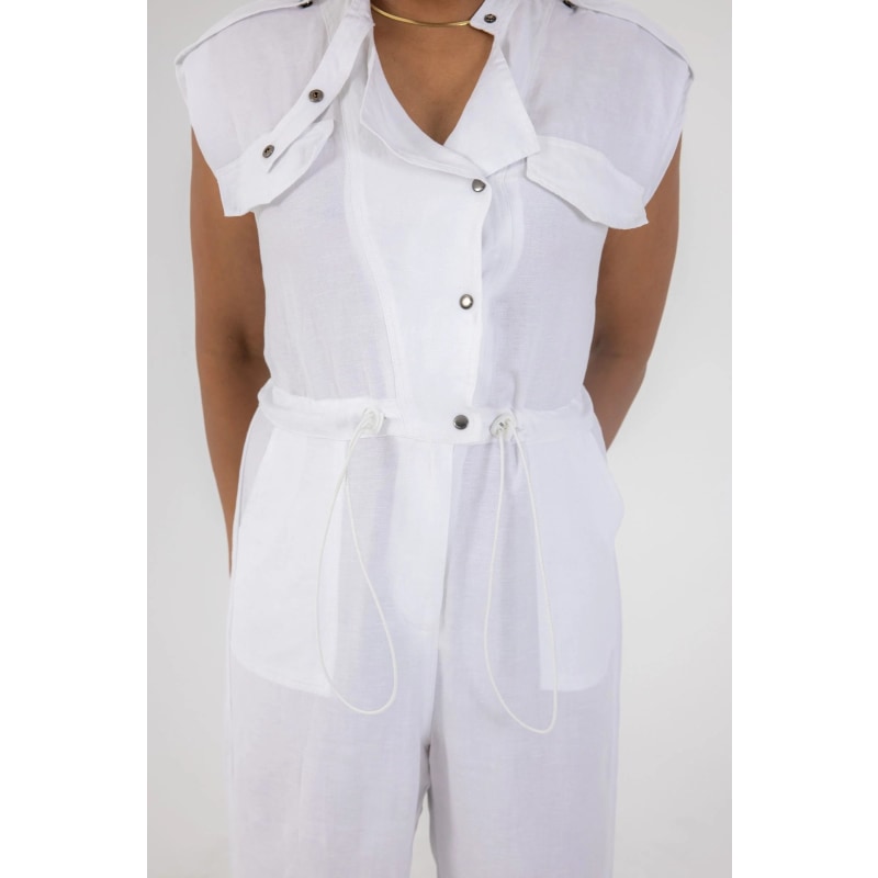 Thumbnail of White Linen Button Up Jumpsuit image