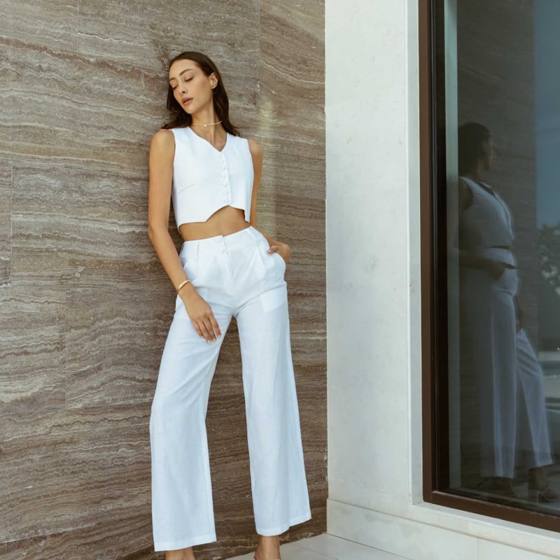 Linen high rise pants hot sale