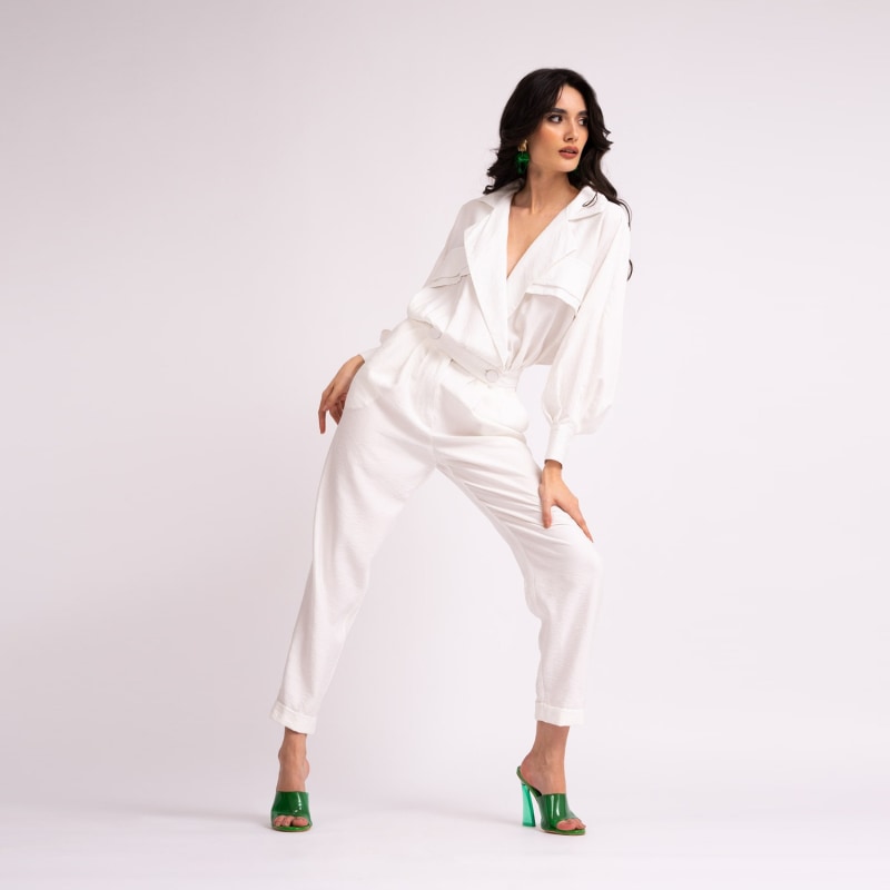 White maxi jumpsuit top