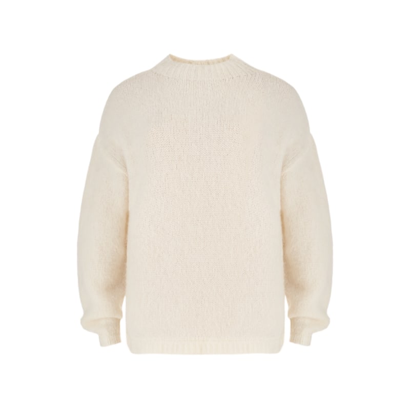 White Mohair Sweater Coocoomos Wolf Badger