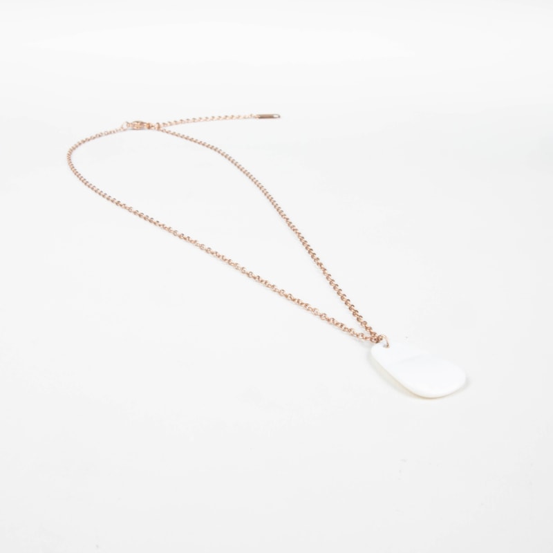 Thumbnail of White Mother-Of-Pearl Trapezoid Necklace With Rose Gold Chain image