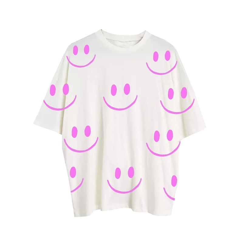 Thumbnail of White Pink Smiley Face Tee image