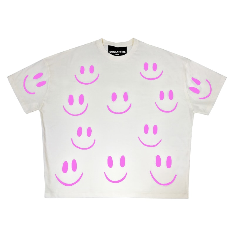 Thumbnail of White Pink Smiley Face Tee image