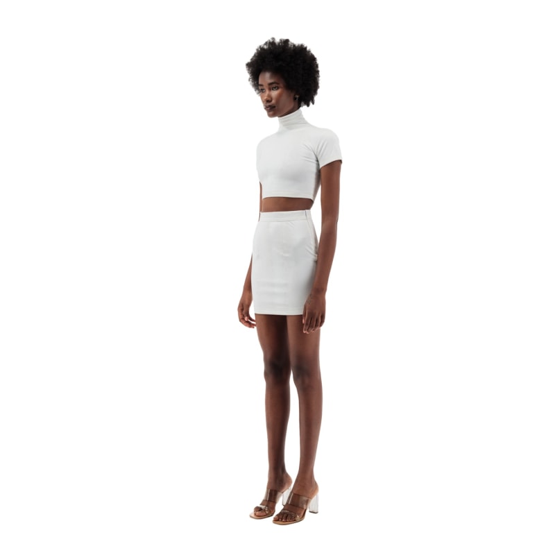 White snake print jersey mini skirt clearance