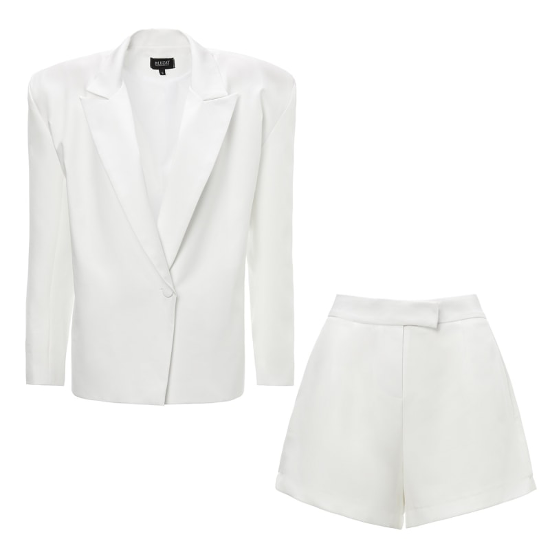 White shorts blazer suit clearance