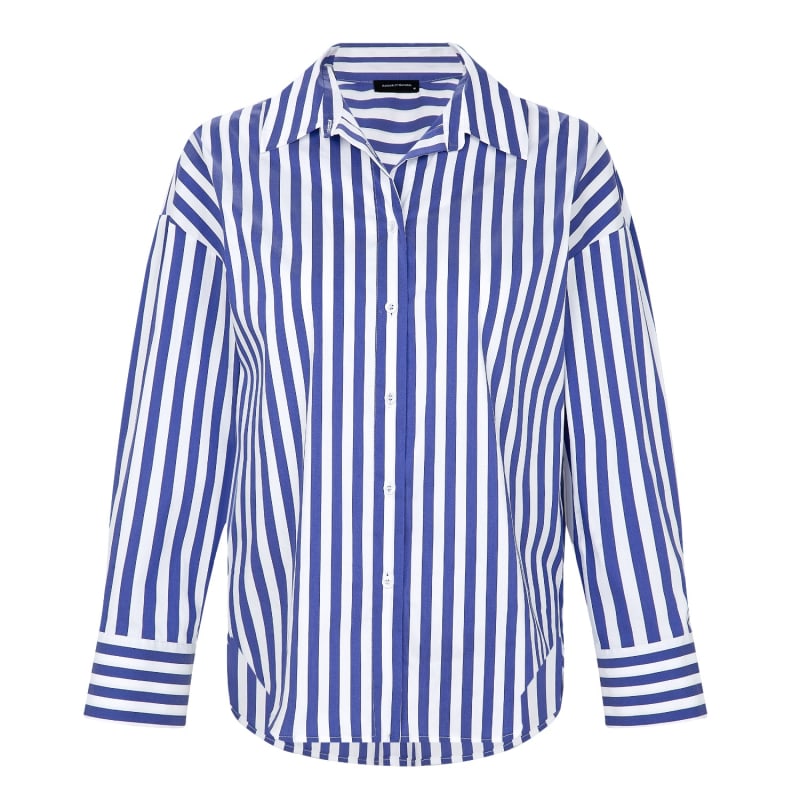 Thumbnail of White Thick Stripe Oversize Shirt image