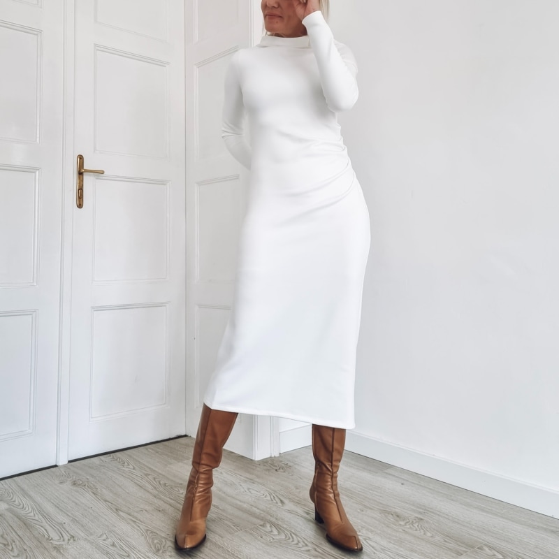 Ethical & Sustainable Luxury White Midi Dress: the Ophelia