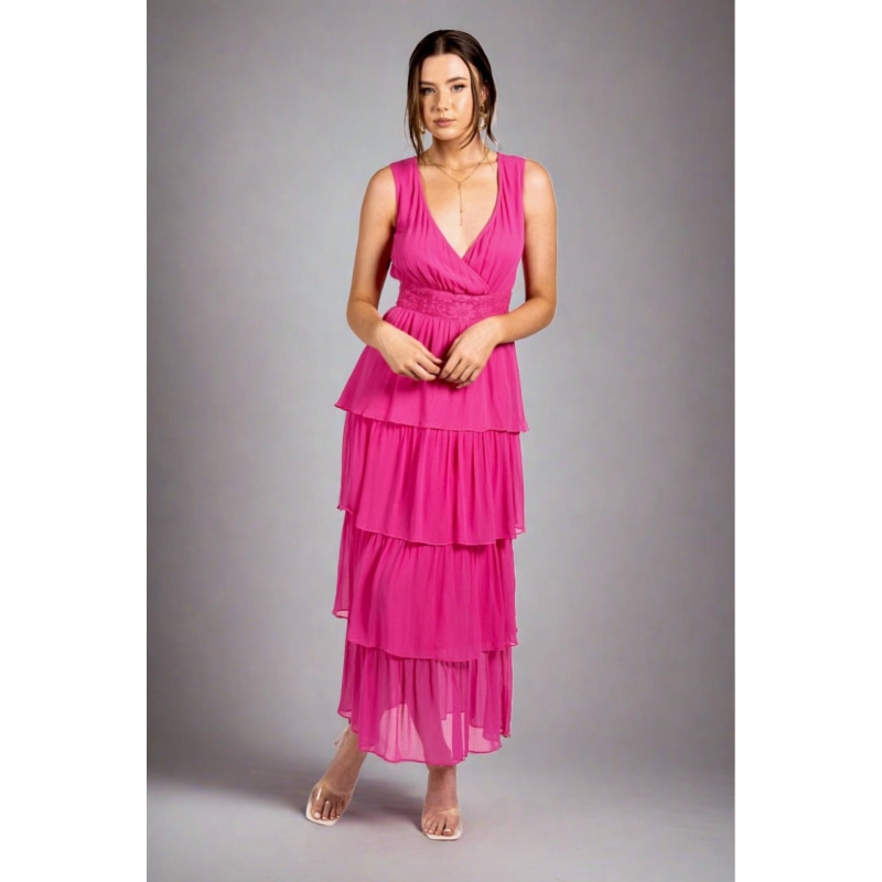 Thumbnail of Hot Pink Layered Maxi Dress - Allure image