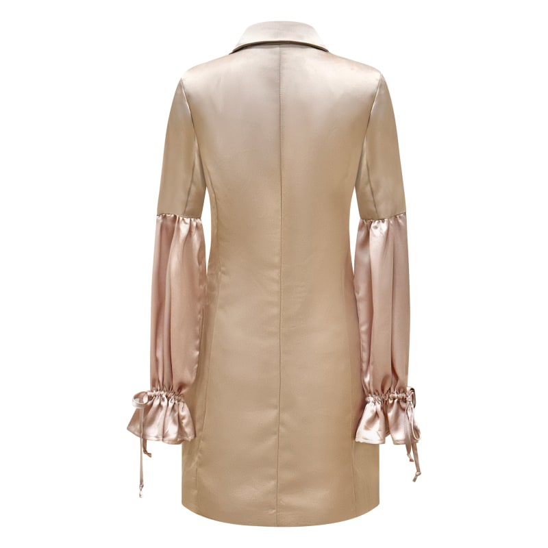 Thumbnail of Double Breasted Coat Dress In Nude Satin - Champagne Crush image