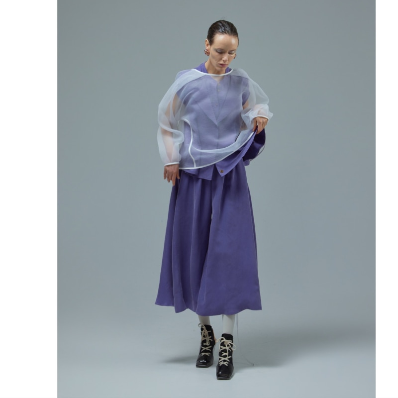 Thumbnail of Wide Cupro Culottes With Elastic Waist Violet image