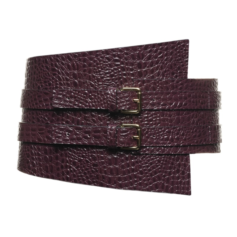 Wide Leather Waist Corset Belt Plum Color-Petra by PLIK x HAYA