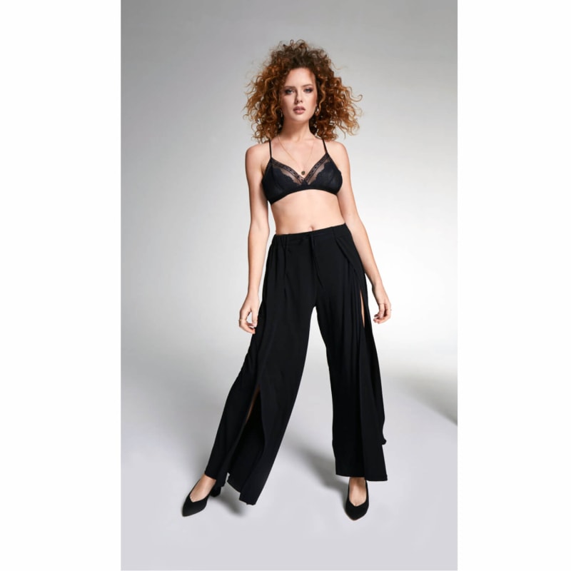 Thumbnail of Wide-Leg Slit Flare Black Pants image