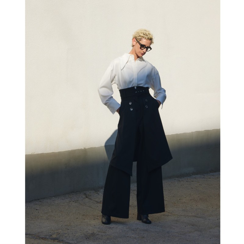 Wide Leg Trousers With Skirt Overlay Black | Julia Allert Wide Leg Trousers With Skirt Overlay Black | Julia Allert