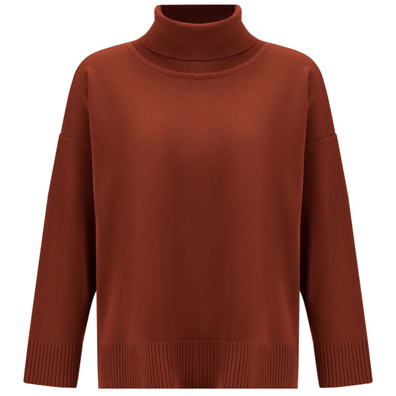 Wide Roll Neck Knitwear Pullover - Burnt Umber by Peraluna