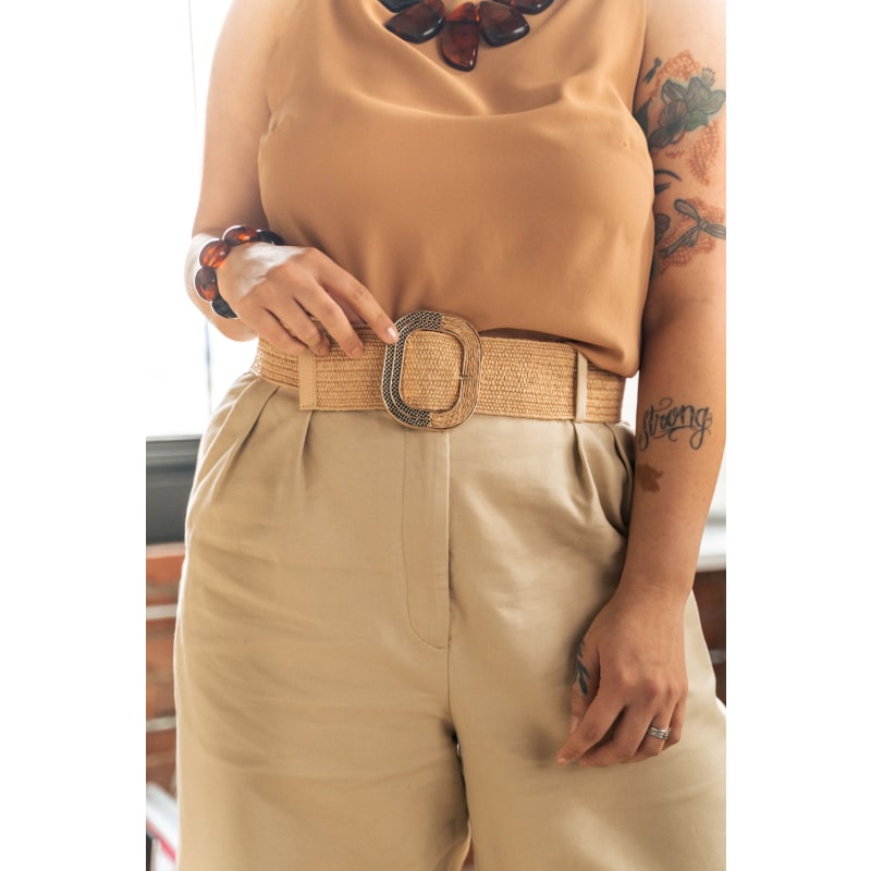 Thumbnail of Wide Stretch Straw Belt - Beige image