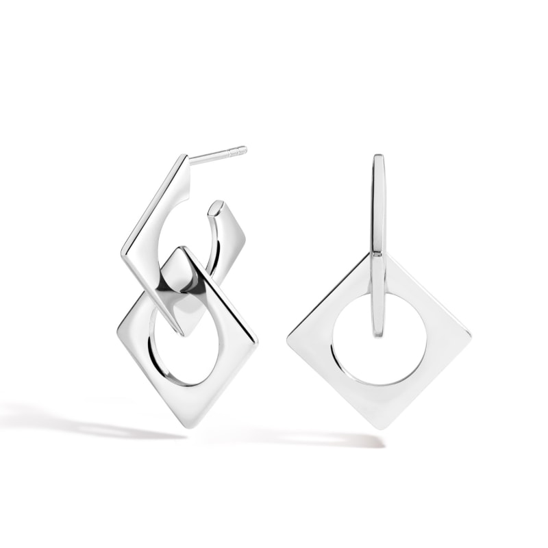 Thumbnail of Wild & Free Earrings - Sterling Silver Geometric Link Dangle & Drop Earrings image