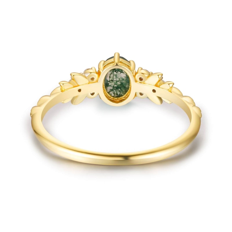 Thumbnail of Wildflower Moss Agate Ring Yellow Gold Vermeil© image