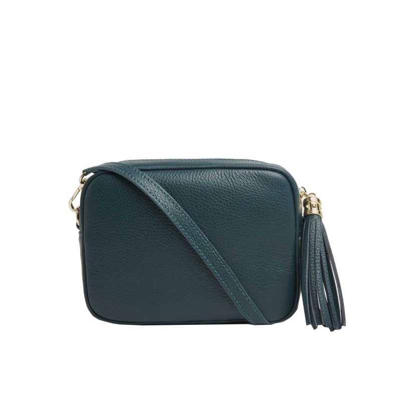 Thumbnail of Verona Crossbody Tassel Teal Bag With Green Stripe Strap image