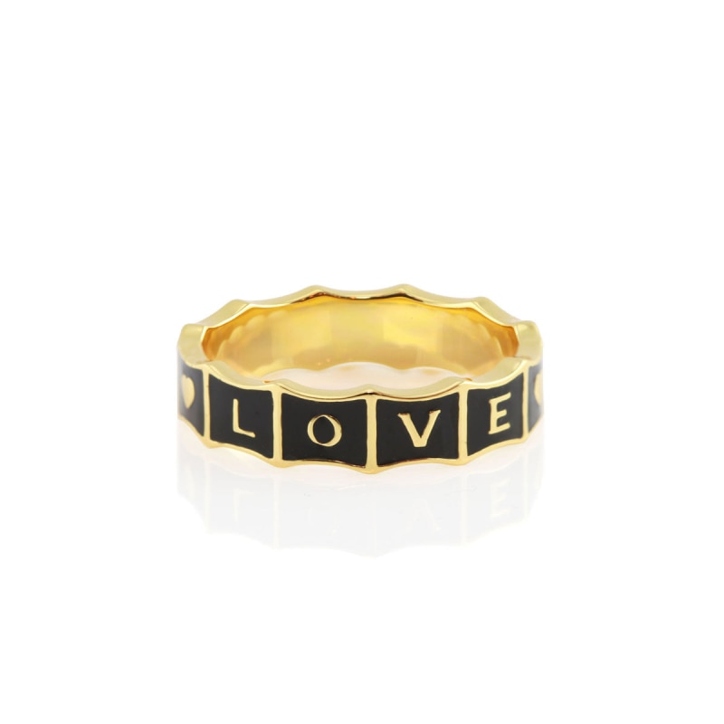 Thumbnail of With Love Enamel Ring Gold Vermeil White image