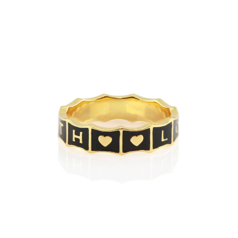 Thumbnail of With Love Enamel Ring Gold Vermeil White image