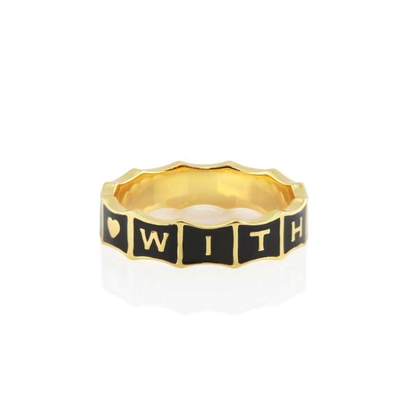 Thumbnail of With Love Enamel Ring Gold Vermeil White image