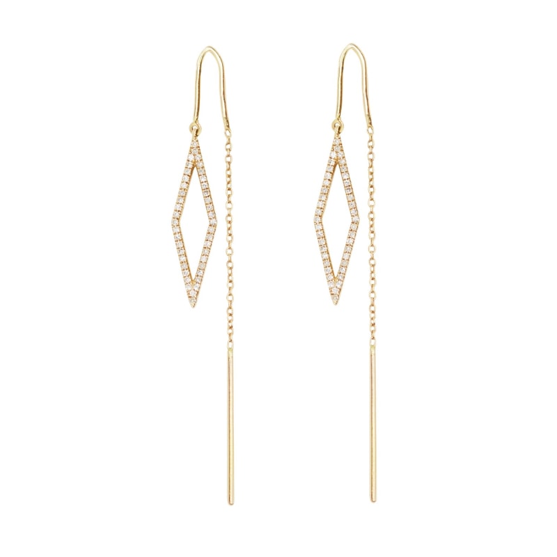 Thumbnail of Kite Threader Earrings With Diamonds In 14K Gold image