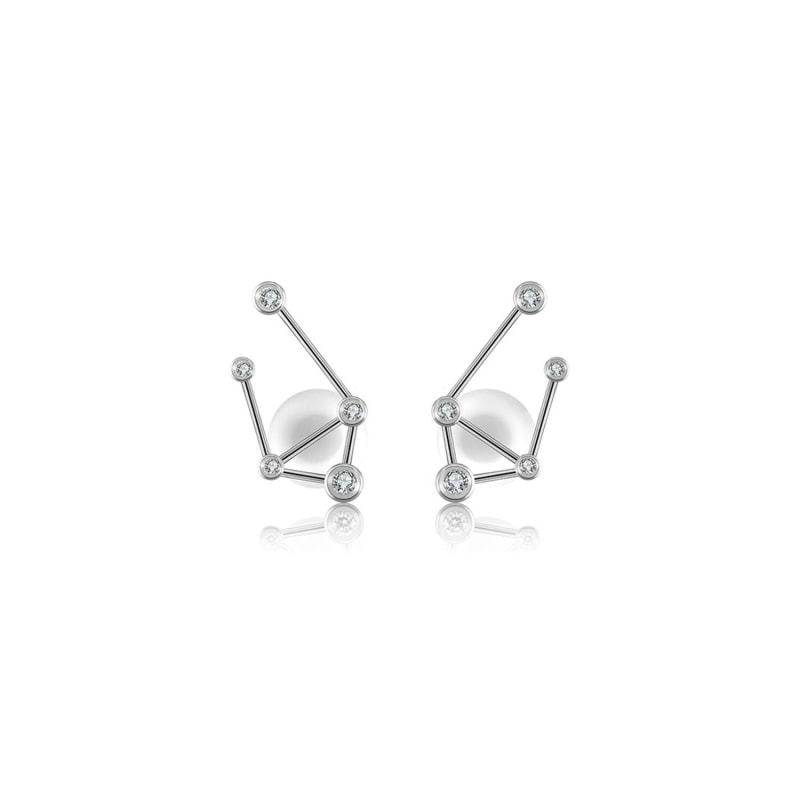 Thumbnail of Libra Zodiac Constellation Earring 18K White Gold & Diamond image