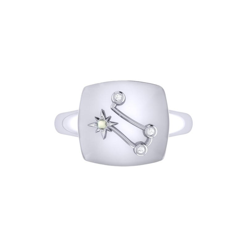 Thumbnail of Gemini Twin Constellation Signet Ring In Sterling Silver image