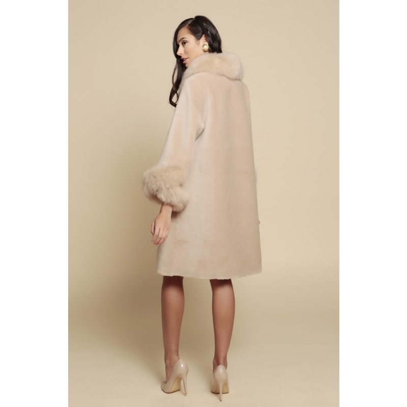 Thumbnail of 'Monroe' 100% Wool & Faux Fur Teddy Coat - Neutrals image