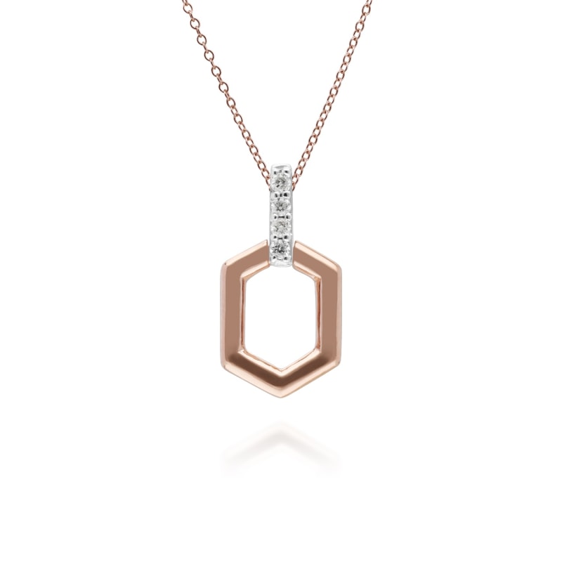 Thumbnail of Diamond Pave Hex Bar Pendant In 9Ct Rose Gold image