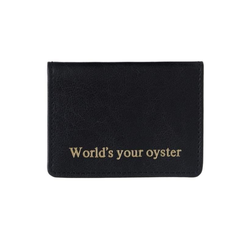 Thumbnail of Worlds Your Oyster Black Leather Travel Card Holder image