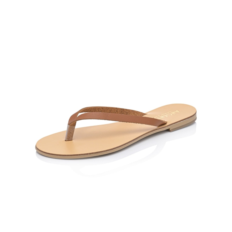 Thumbnail of Achelois Tan Handcrafted Leather Flip Flop Sandal for Women image