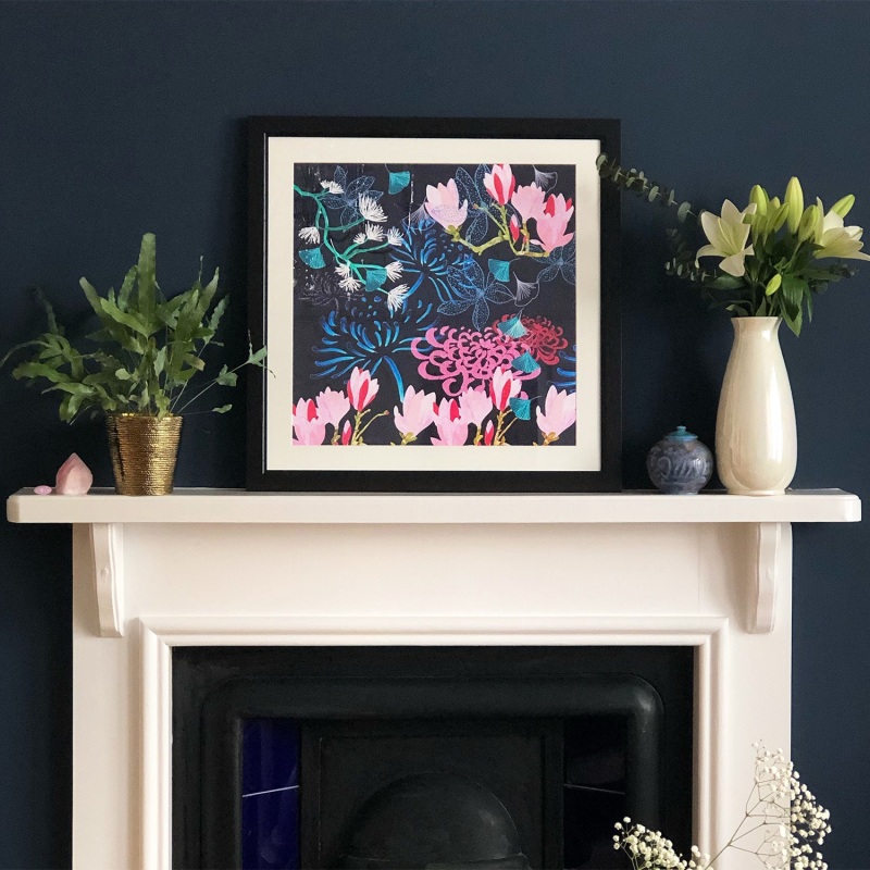 Thumbnail of Large Giclee Print Midnight Florals image