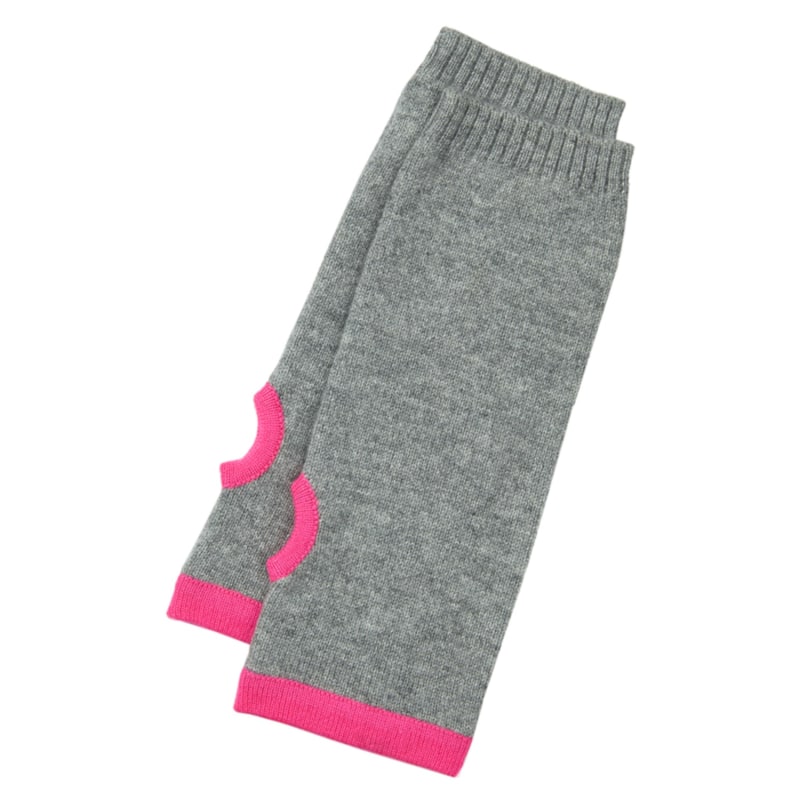 Thumbnail of Cashmere Wrist Warmers Dark Grey & Neon Pink image