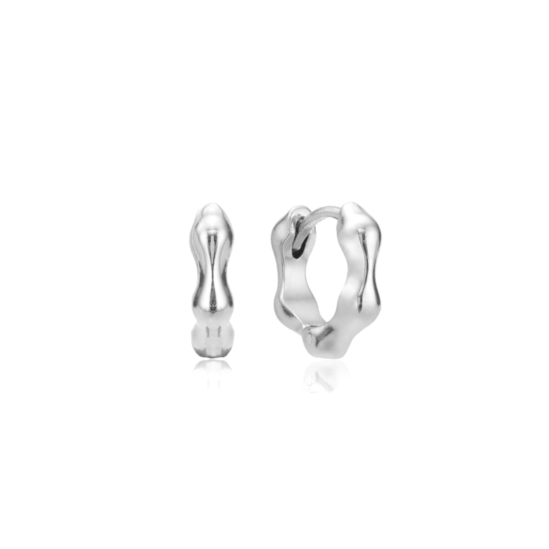 Thumbnail of Silver Molten Huggie Hoop Earrings image