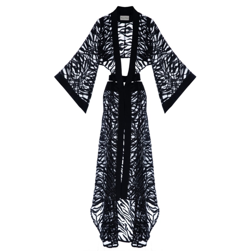 Thumbnail of Woman Black Long Kimono - Black image